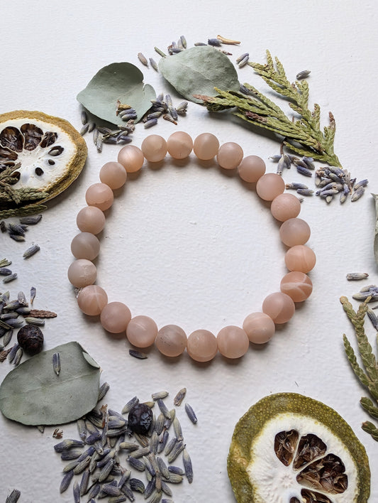 Matte Pink Moonstone Gemstone Bracelet 8mm