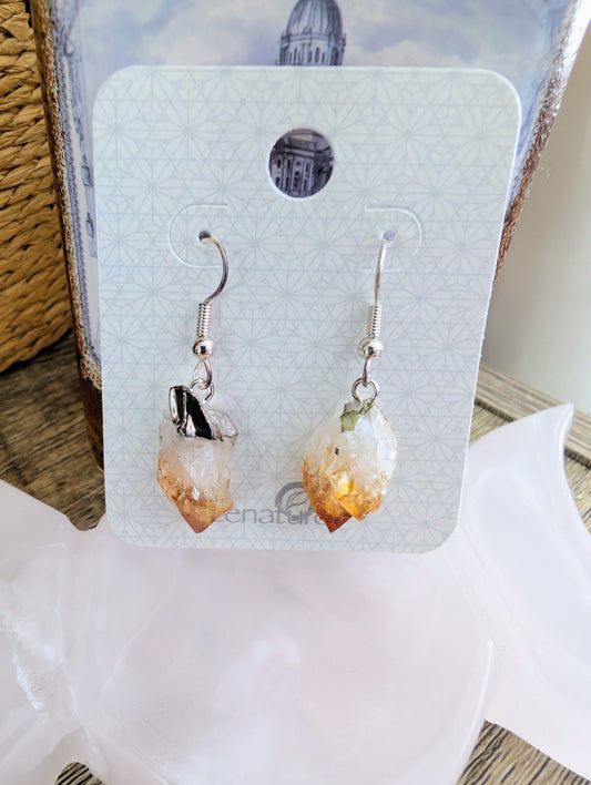 Rough Point Citrine Earrings