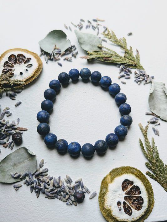 Matte Lapis Lazuli Gemstone Bracelet 8mm